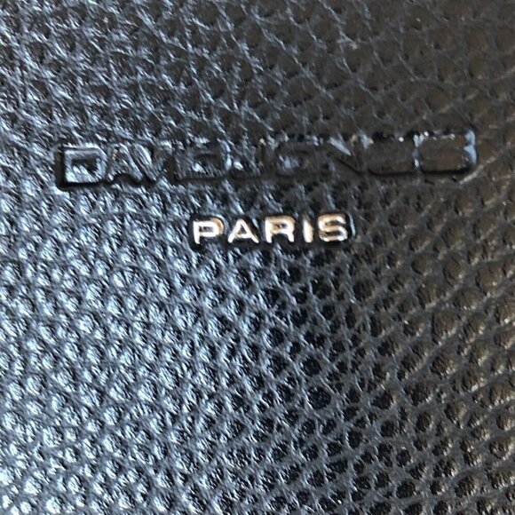 DAVID JONES PARIS pebbled faux leather black silver hardware shoulder/handbag - Picture 10 of 15